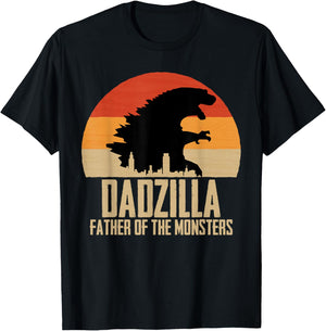 Dinosaur Dad Monsters Father's Day Dadzilla Dino Sunset T-Shirt - T-Shirt | Black