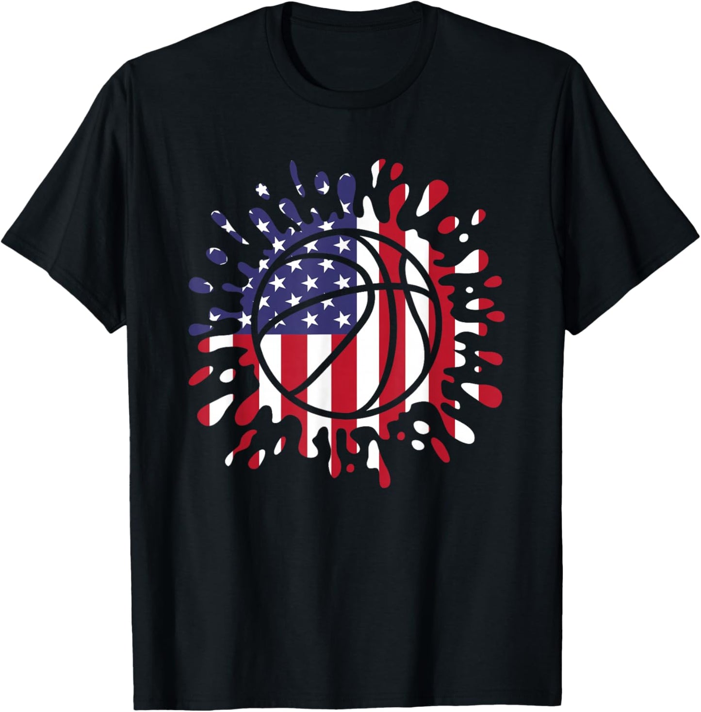 American Flag Basketball Lover Men Women Kids T-Shirt - T-Shirt | Black