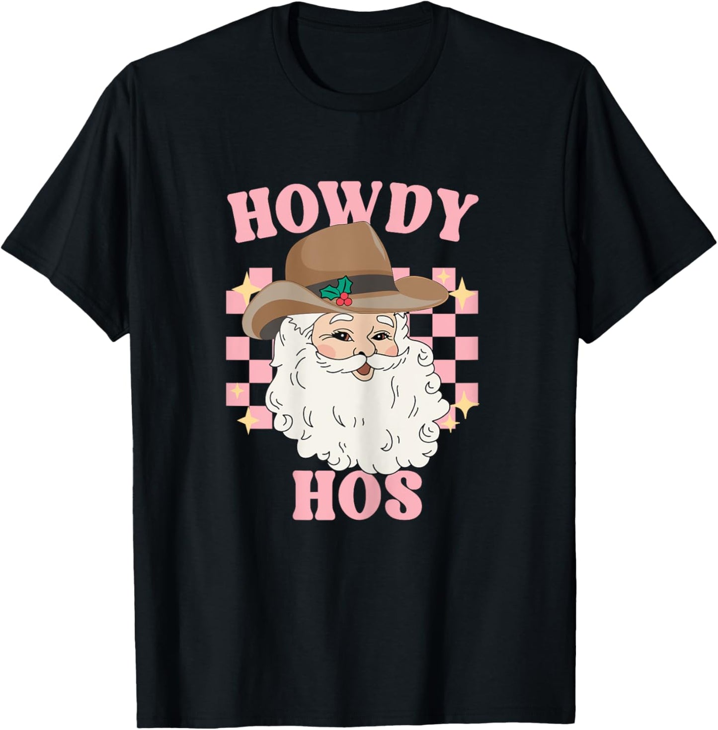 Country Cowboy Christmas Howdy Hos Groovy Western Santa T-Shirt - T-Shirt | Black