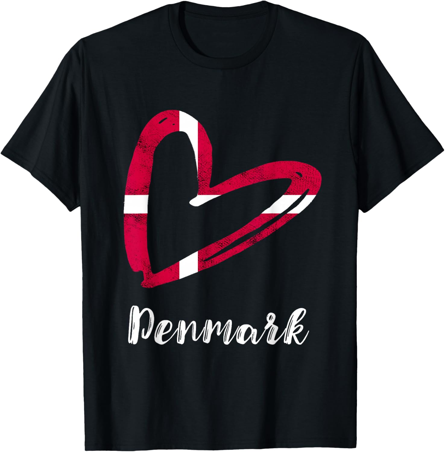 Dansk Denmark Flag Vintage Heart Denmark Danish Roots T-Shirt - T-Shirt | Black
