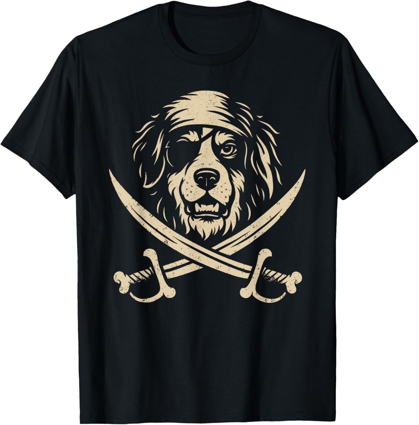 Vintage Pirate Bernese Mountain Dog Crossbones Dog Lover T-Shirt - T-Shirt | Black