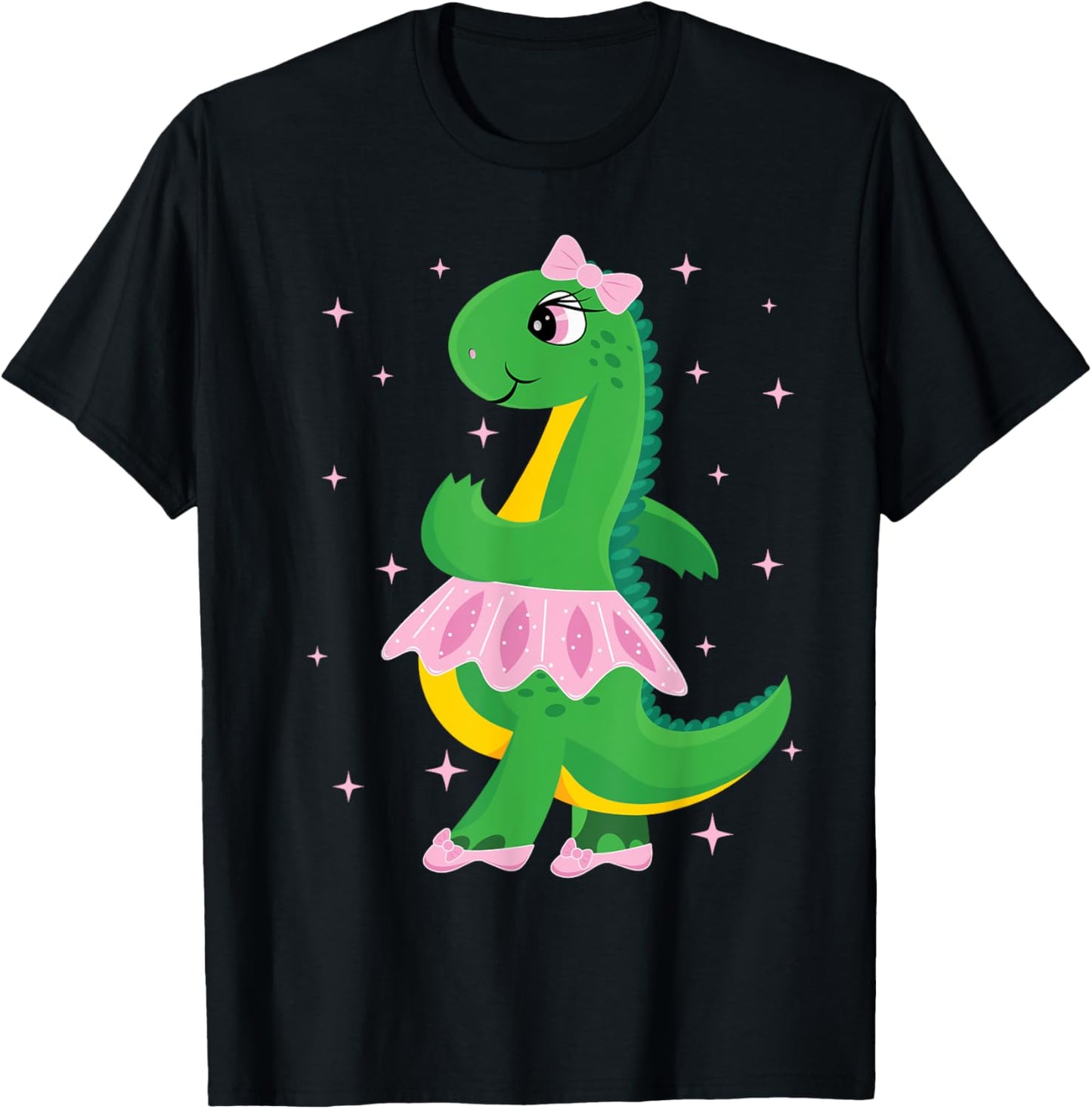Cute Dinosaur Ballerina in Tutu T-Shirt - T-Shirt | Black