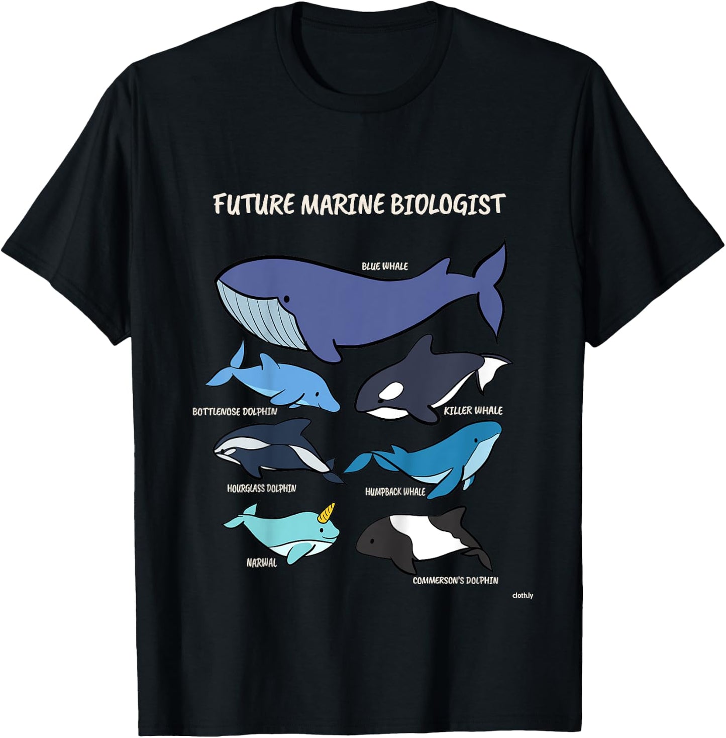 Future Marine Biologist Types of Whales and Dolphins Whale T-Shirt - T-Shirt | Black