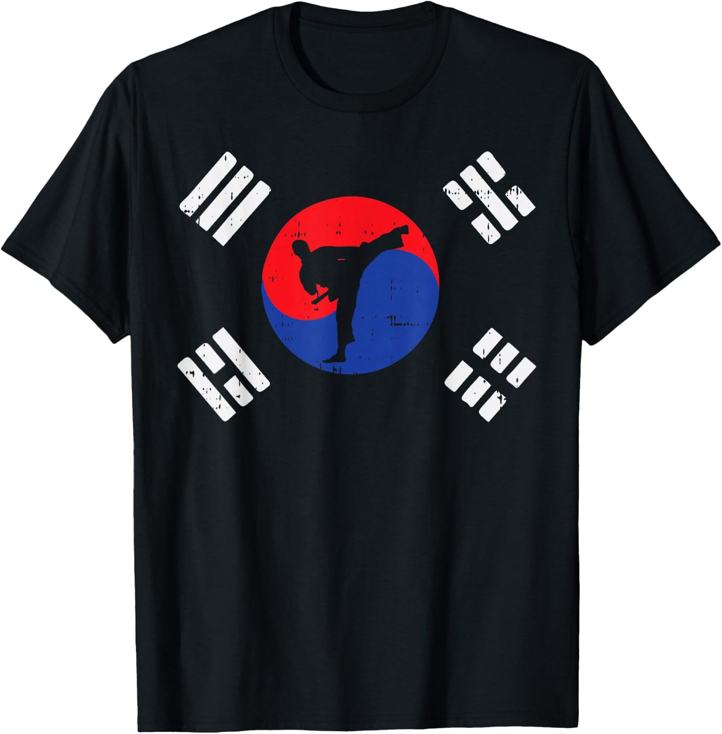 Taekwondo South Korea Flag Vintage Korean Martial Arts Gift T-Shirt - T-Shirt | Black