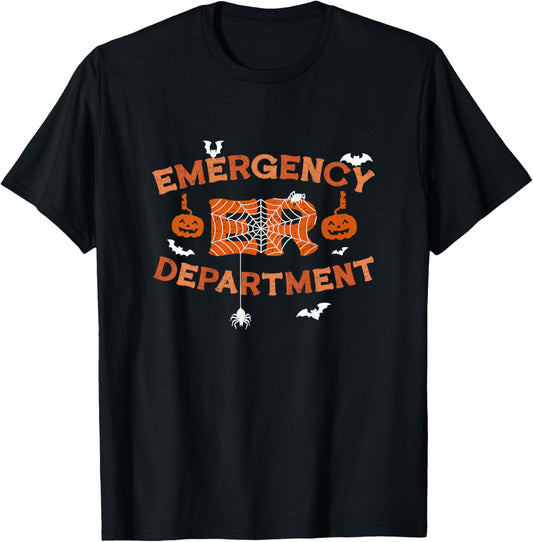 Halloween Emergency Department Emergency Room Nurse Back Of T-Shirt - T-Shirt | Black