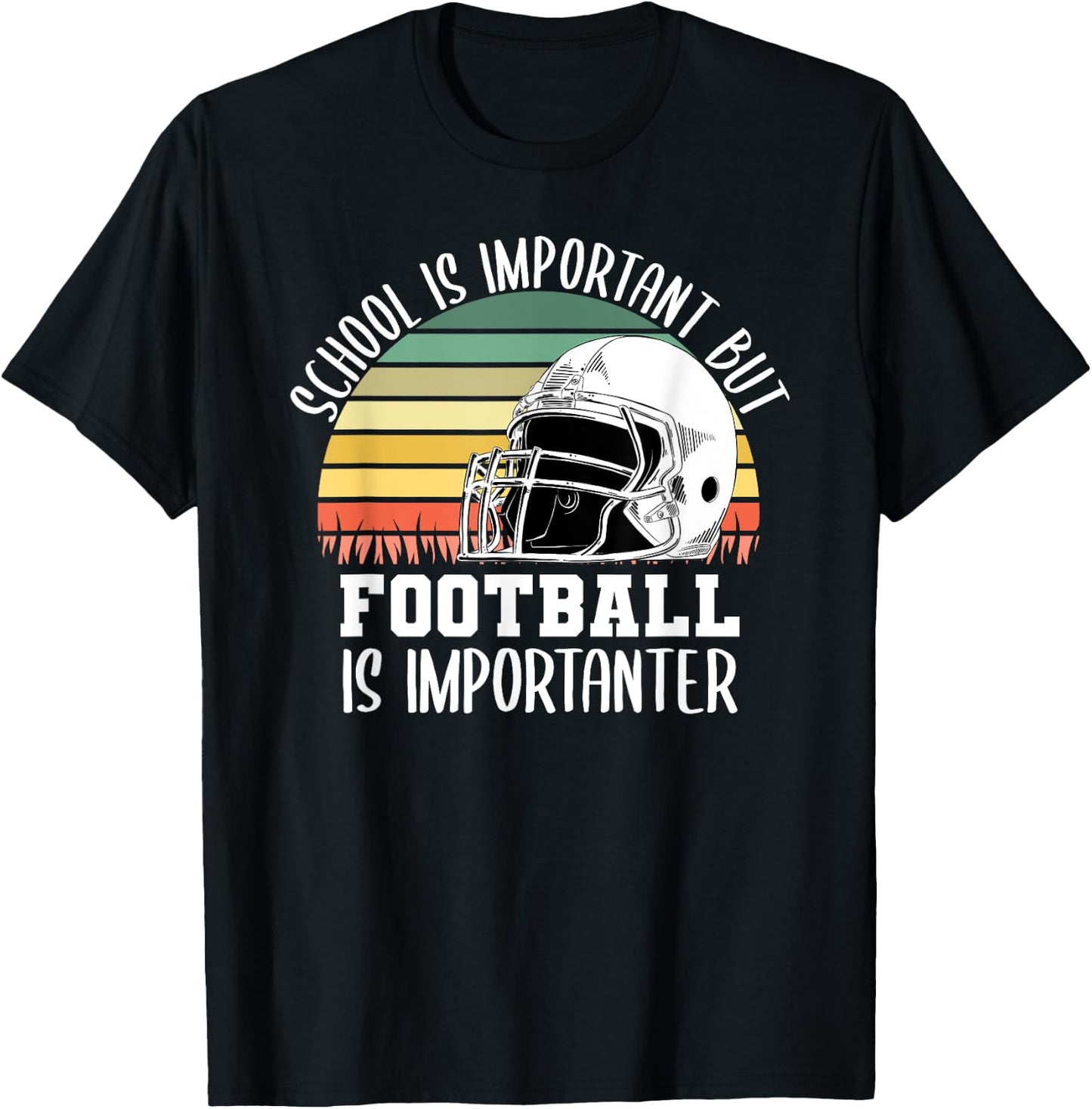 School Is Important But Football Is Importanter Lineman Gift T-Shirt - T-Shirt | Black