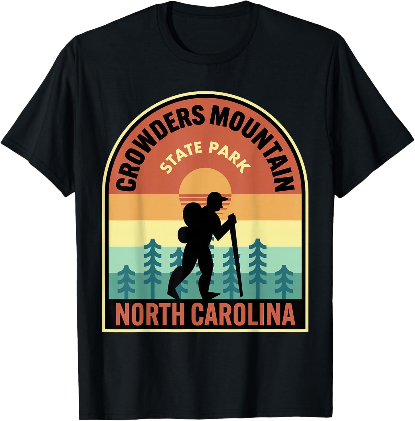 Crowders Mountain State Park North Carolina Retro Hiking T-Shirt - T-Shirt | Black
