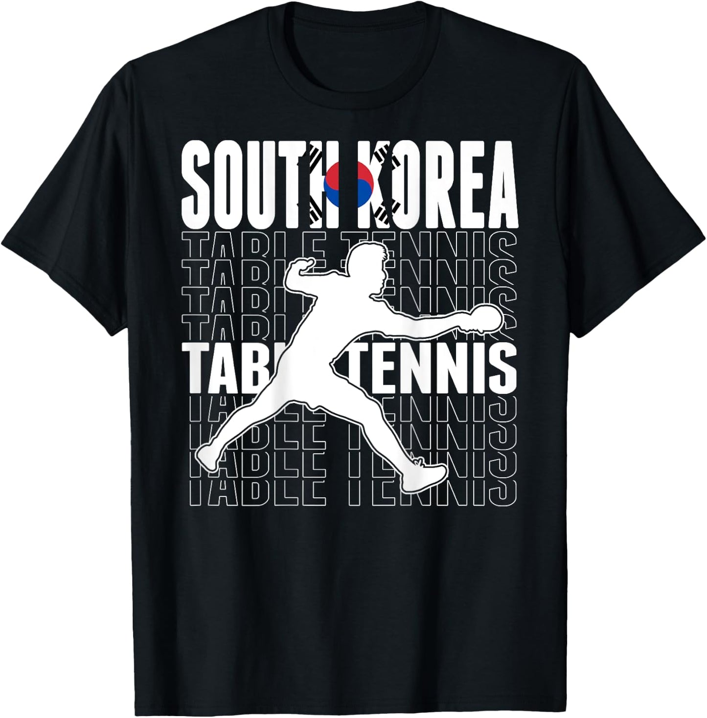 South Korea Table Tennis Fans Jersey Korean Flag Ping Pong T-Shirt - T-Shirt | Black