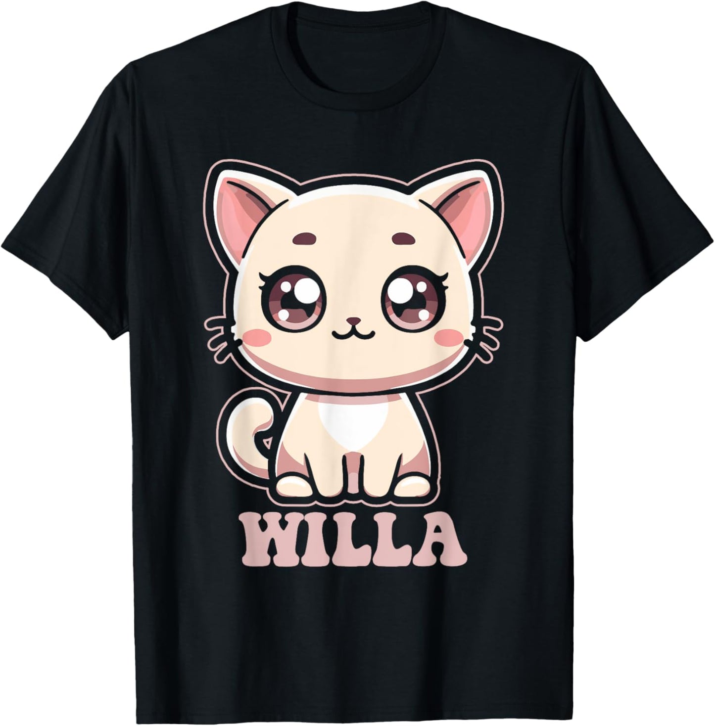 Willa Cute Kitty Cat Design for Girls Name Willa T-Shirt - T-Shirt | Black
