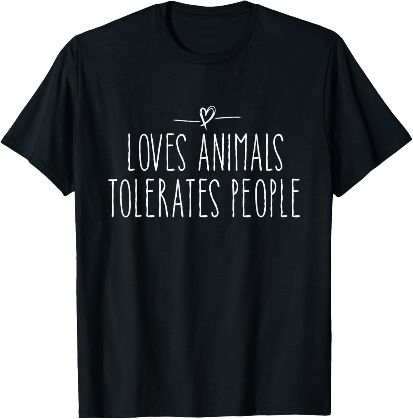 loves animals tolerates people quote Cat Lover & Dog Love T-Shirt - T-Shirt | Black