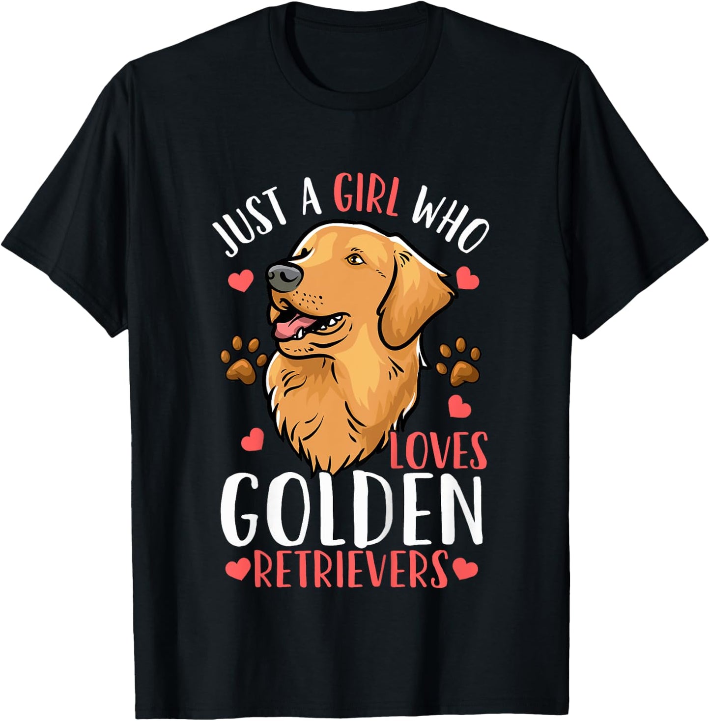 Kids Golden Retriever Just A Girl Who Loves Golden Retrievers T-Shirt - T-Shirt | Black