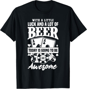 Funny Slot Machine Beer Casino Las Vegas Gambling Gambler T-Shirt - T-Shirt | Black