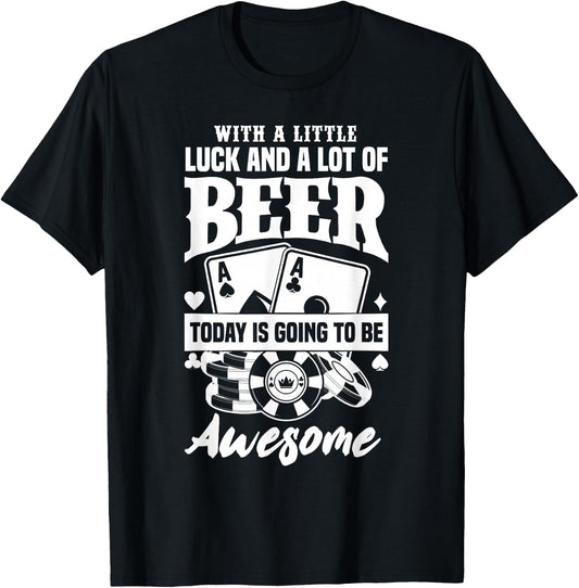Funny Slot Machine Beer Casino Las Vegas Gambling Gambler T-Shirt - T-Shirt | Black