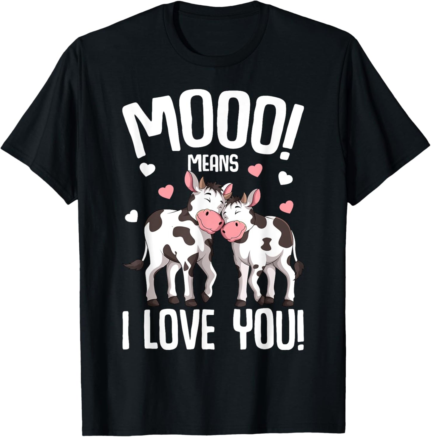Cow Moo Women Kids Girls T-Shirt - T-Shirt | Black