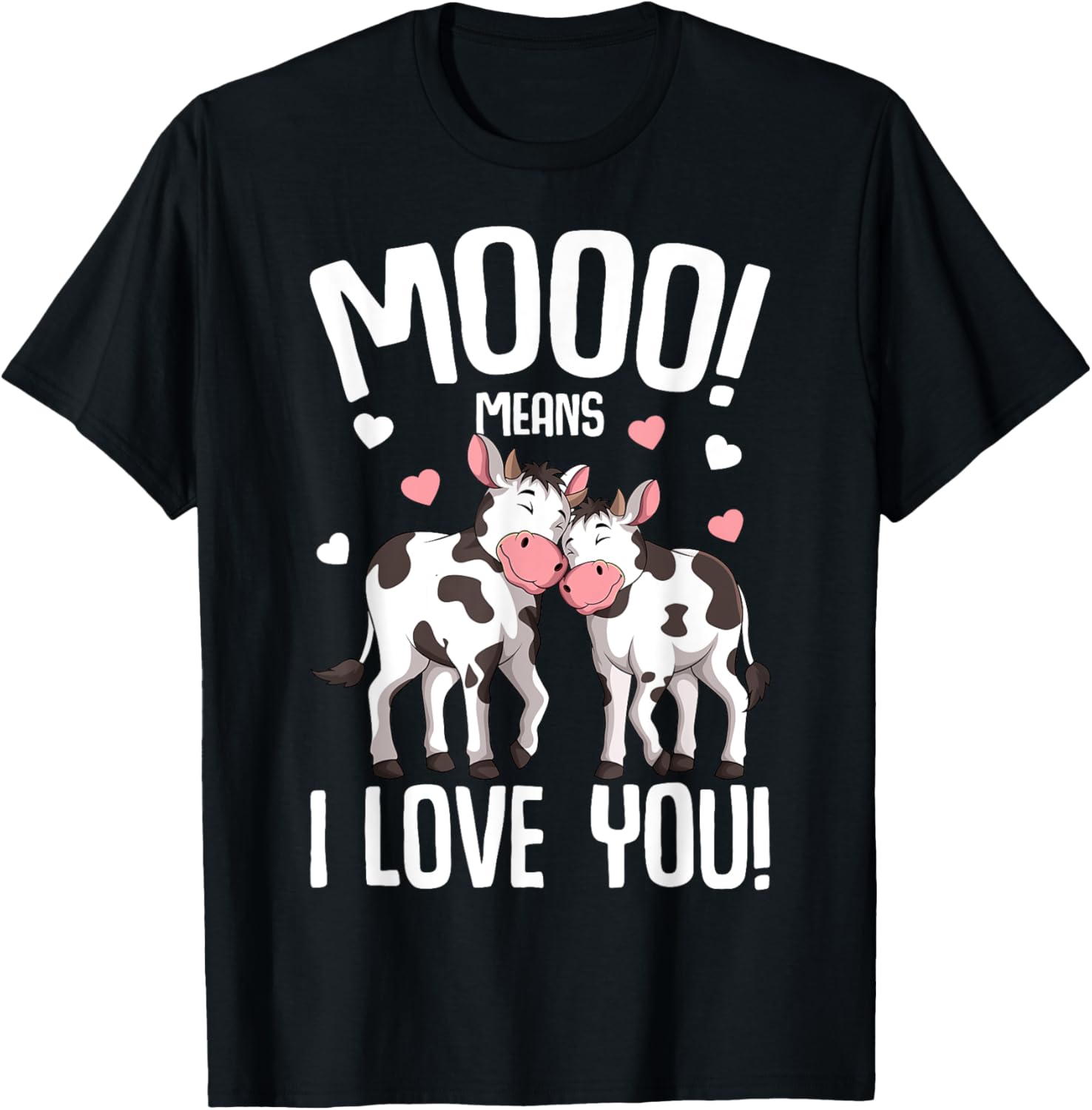 Cow Moo Women Kids Girls T-Shirt - T-Shirt | Black
