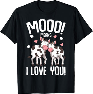 Cow Moo Women Kids Girls T-Shirt - T-Shirt | Black