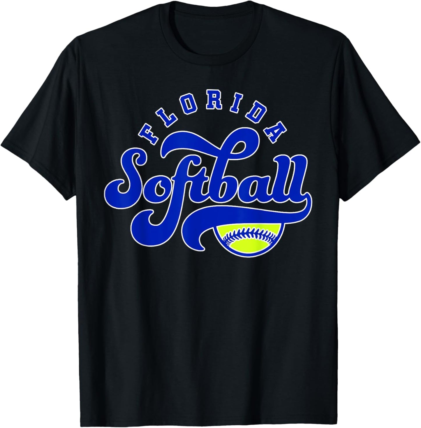 Florida Softball Vintage Kids Team Retro Softball Fan T-Shirt - T-Shirt | Black