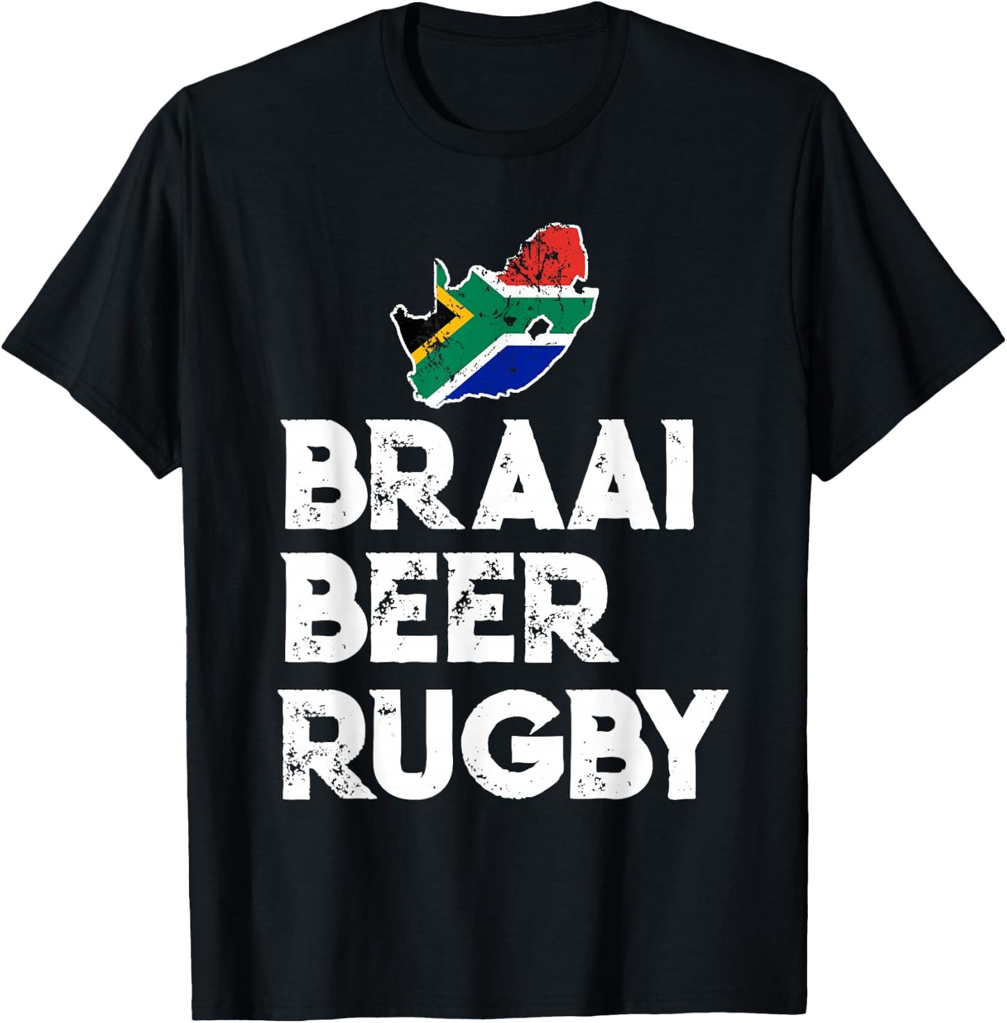 South African Braai Beer Rugby Flag Patriotic T-Shirt - T-Shirt | Black