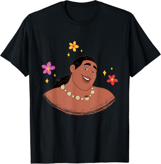 Disney Moana 2 Big Face Moni Tropical Flowers Costume T-Shirt - T-Shirt | Black