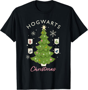 Harry Potter Hogwarts Christmas Tree T-Shirt - T-Shirt | Black