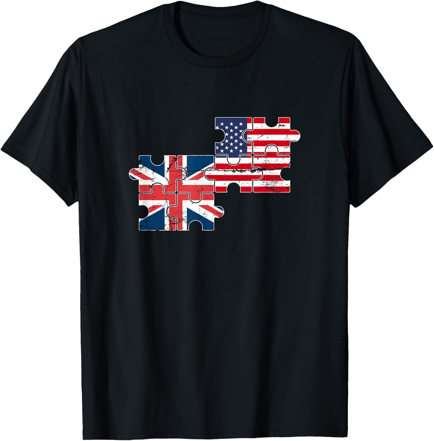 USA UK Vintage Flag British American T-Shirt - T-Shirt | Black