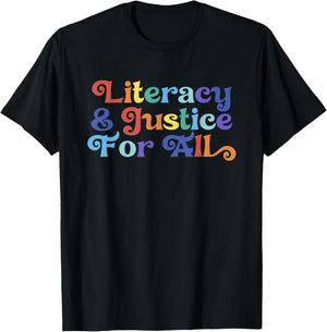 Literacy and Justice for All Protect Libraries Banned Books T-Shirt - T-Shirt | Black