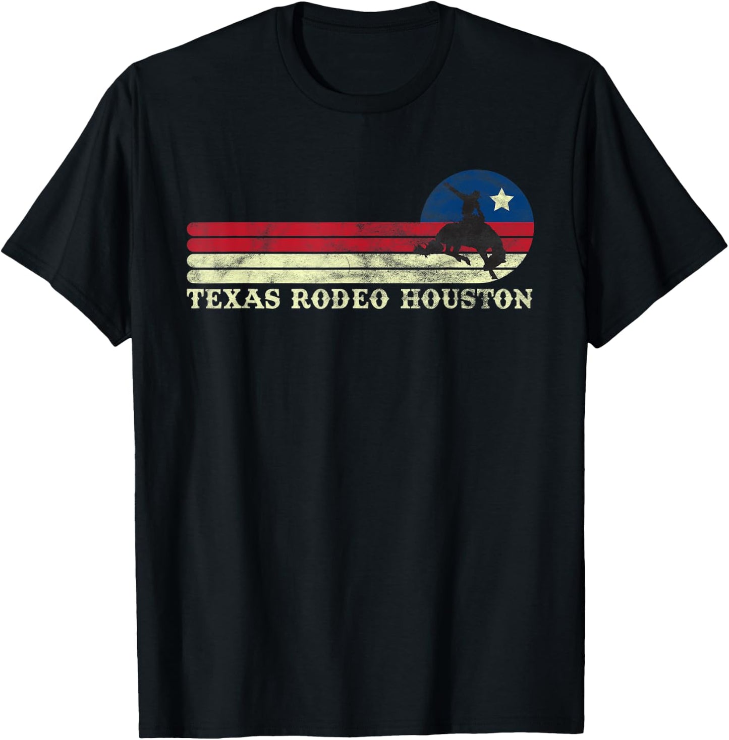 Houston Texas Rodeo Western Vintage Cowboy T-Shirt - T-Shirt | Black