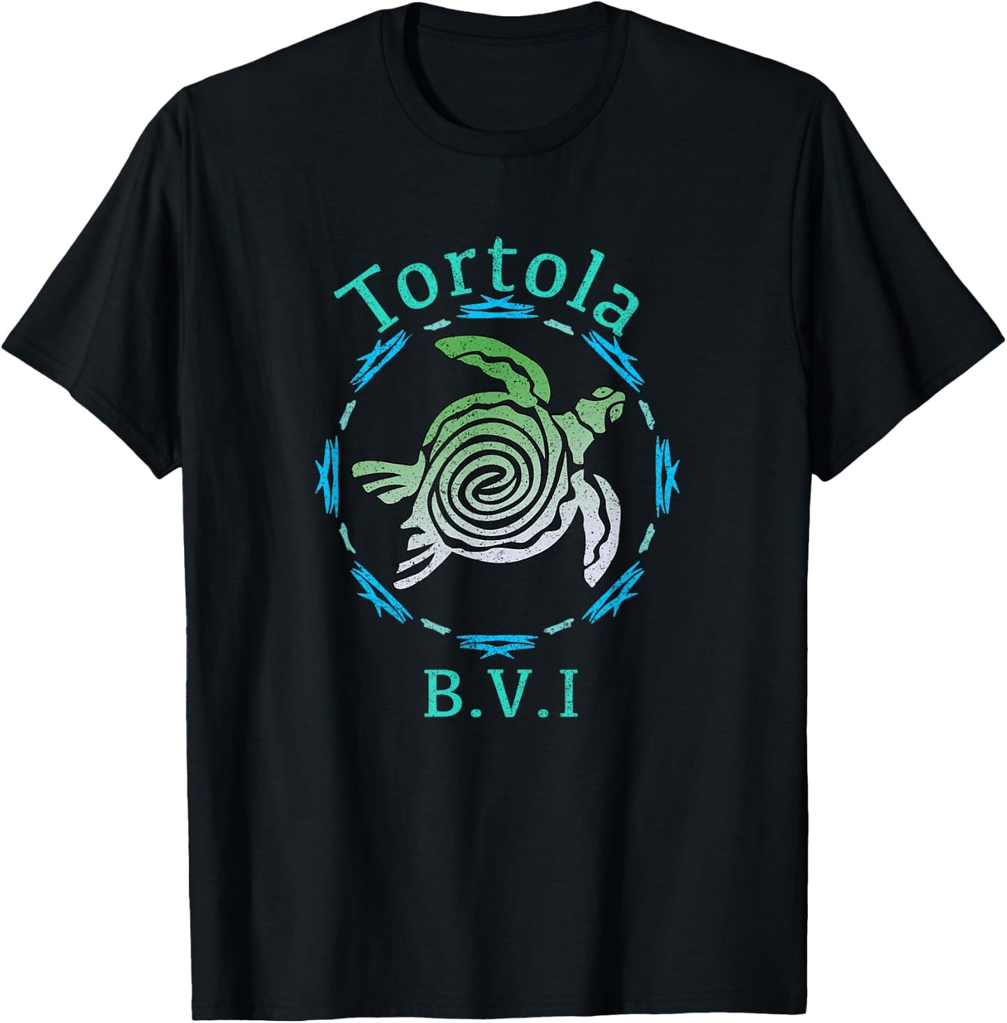 Tortola Vintage Tribal Turtle Gift T-Shirt - T-Shirt | Black