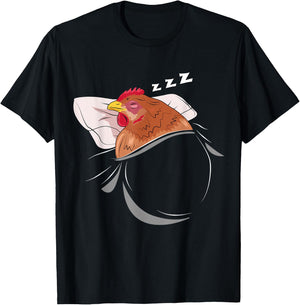 Chicken Sleeping Pajamas Nap PJs Outfit Farmer Gift Chicken T-Shirt - T-Shirt | Black
