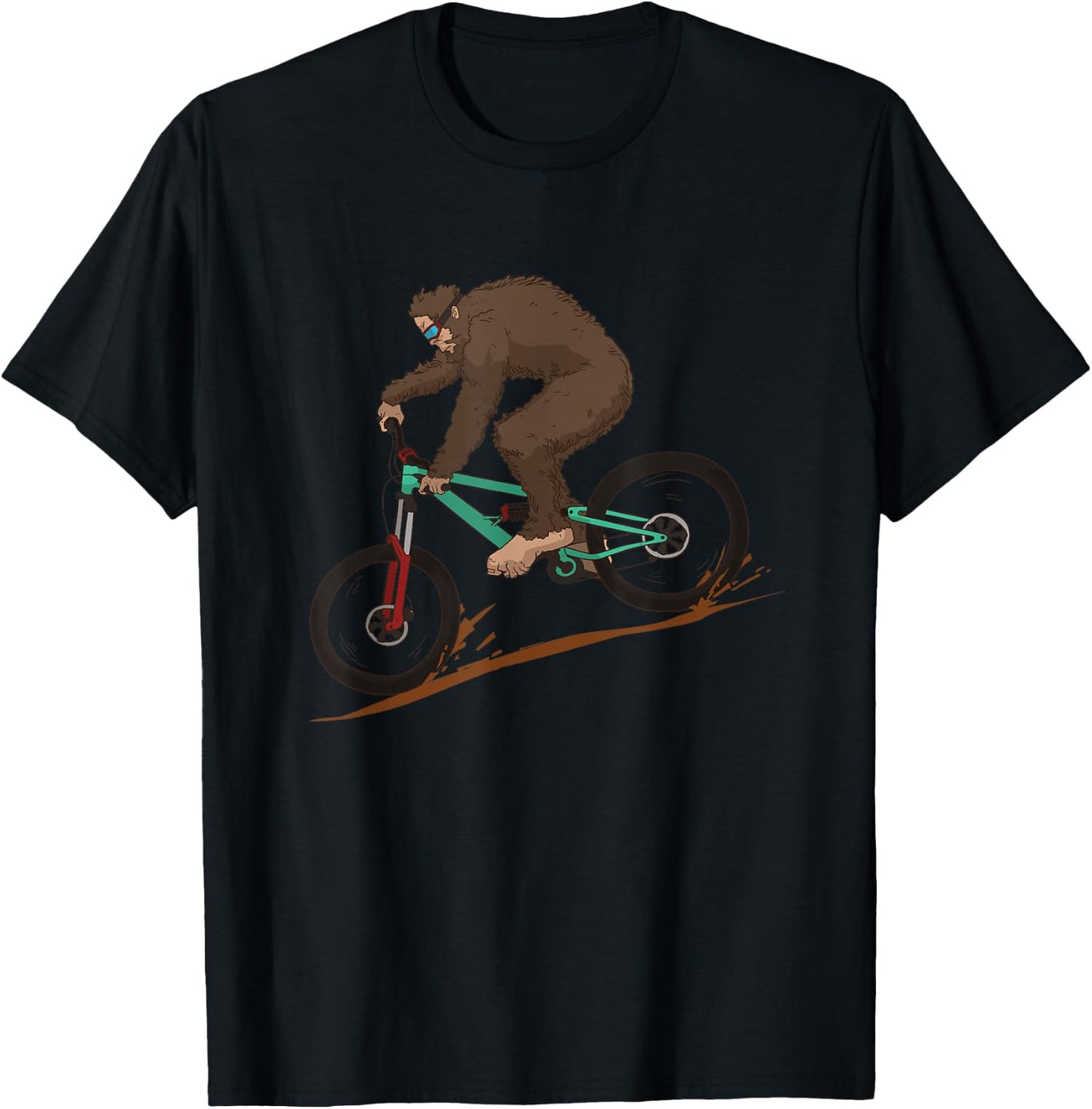 Funny Bigfoot Mountain Bike Downhill MTB Mountain Biking T-Shirt - T-Shirt | Black