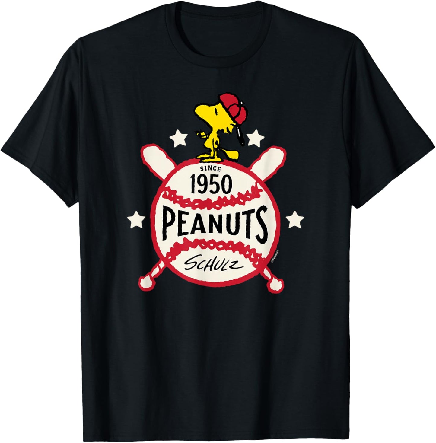 Peanuts - Woodstock 1950 Baseball T-Shirt - T-Shirt | Black