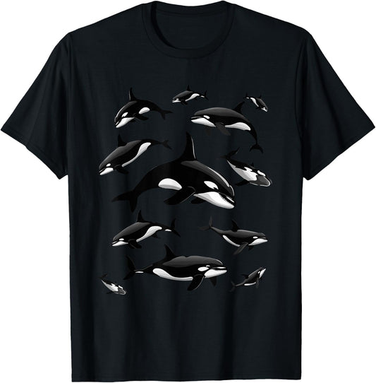 Cool Orca Art Women Kids Killer Whale Orca Lover T-Shirt - T-Shirt | Black