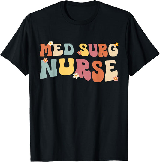 Med Surg Nurse Retro Vintage Medical Surgical Nursing T-Shirt - T-Shirt | Black