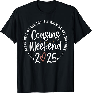 Family Vacation Matching Shirts Cousins Weekend 2025 Trouble Together Cousin Crew Black Short Sleeve T-Shirt - T-Shirt | Black
