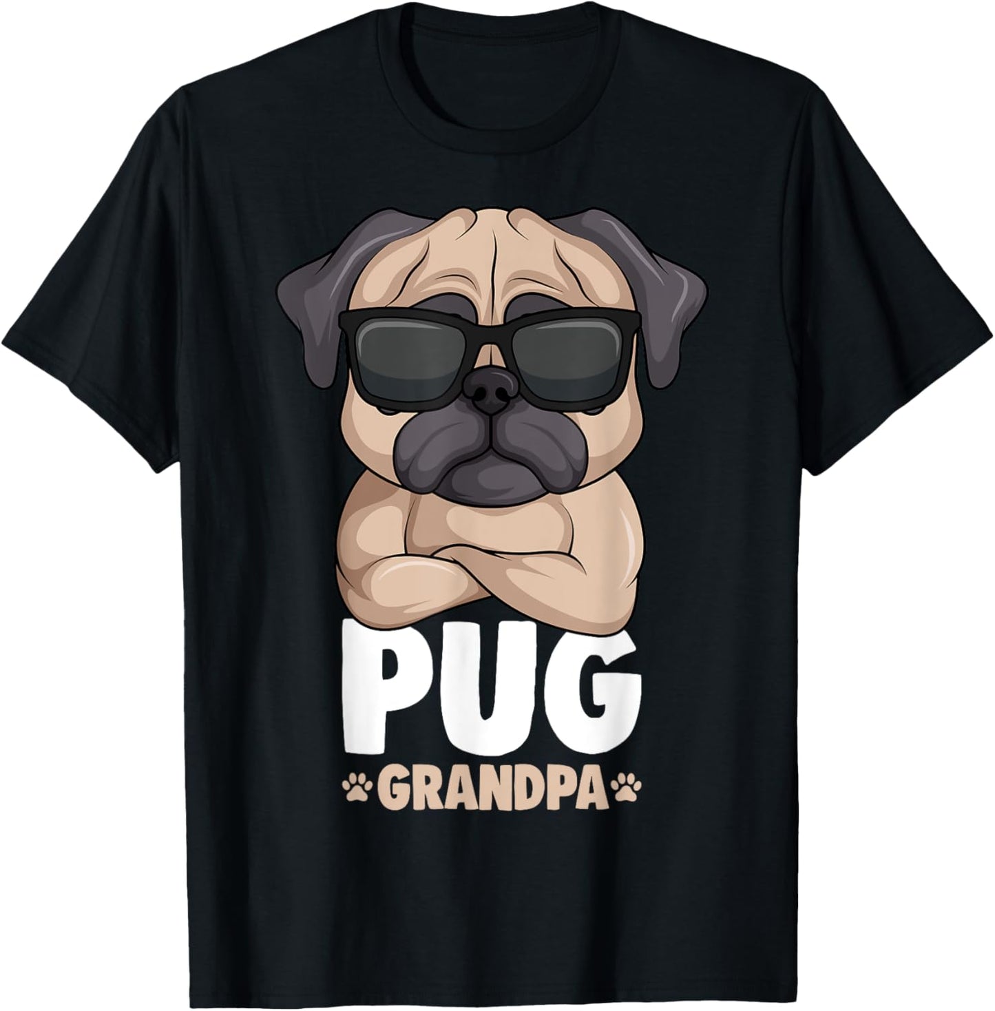 Pug Grandpa Dog T-Shirt - T-Shirt | Black