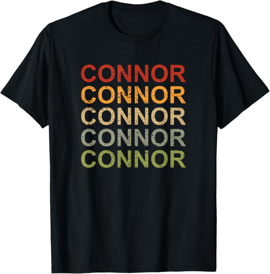 Retro Connor Personalized, Connor Name, Boy Man Connor T-Shirt - T-Shirt | Black
