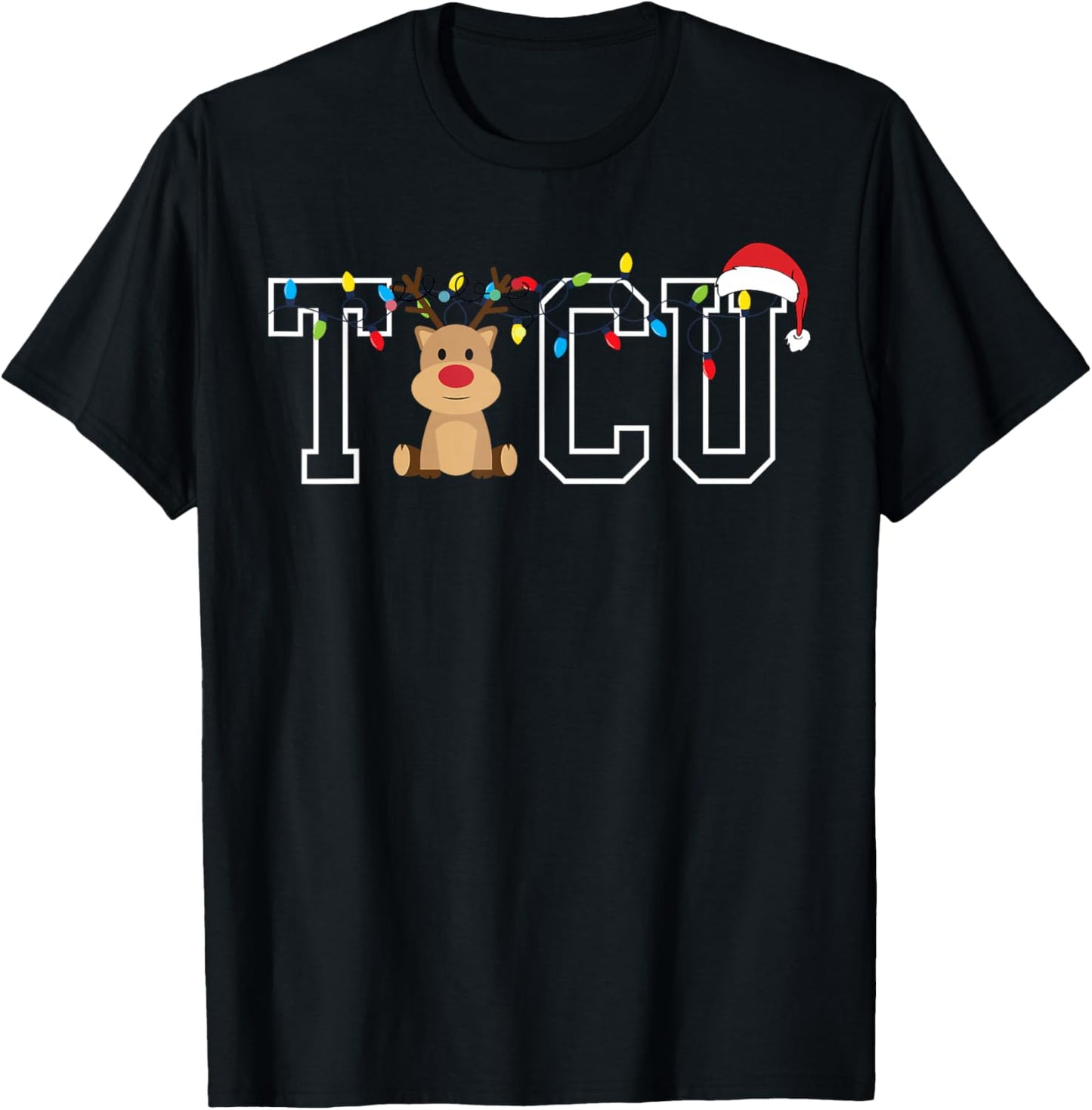 TICU Trauma Intensive Care Nurse Christmas Reindeer Costume T-Shirt - T-Shirt | Black