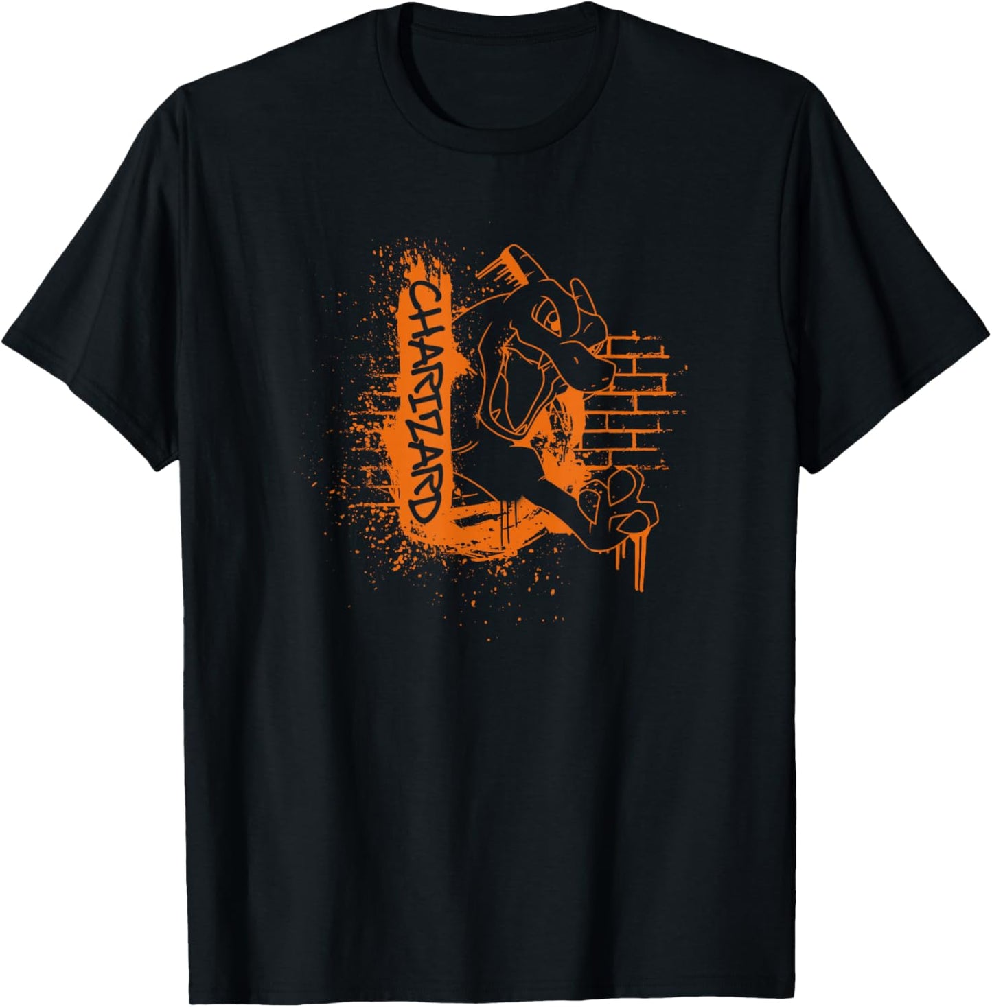 Pokémon Charizard Orange Street Art Graffiti Logo T-Shirt - T-Shirt | Black