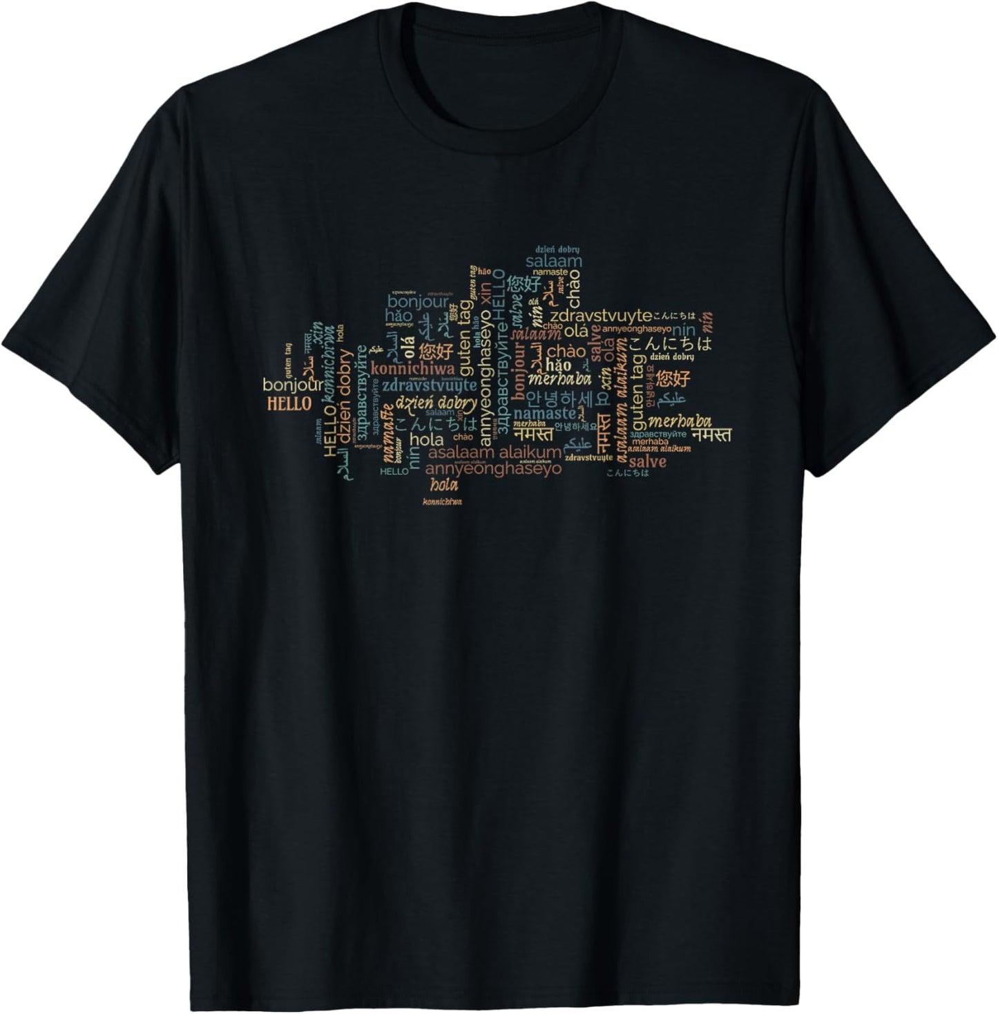 Multilingual Teacher Hello In Different Languages Men Women T-Shirt - T-Shirt | Black