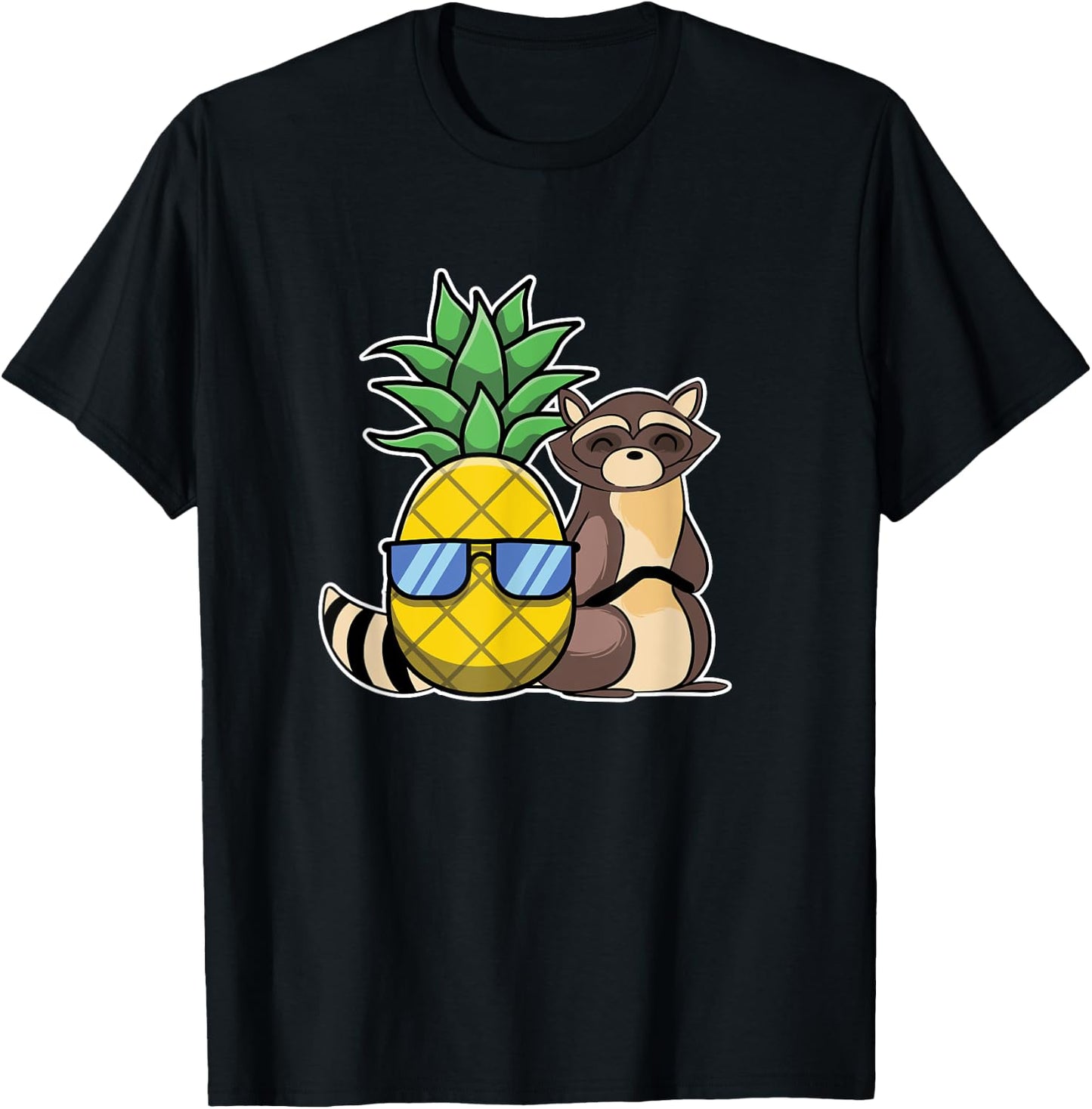 Pineapple Aloha Beaches Hawaii Raccoon Gift - Racoon Women Kids T-Shirt - T-Shirt | Black