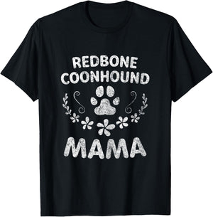 Redbone Coonhound Mama Shirt Reds Lover Funny Dog Mom T-Shirt - T-Shirt | Black