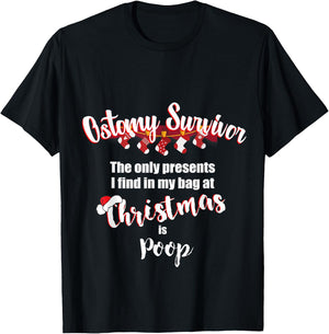 Funny Ostomy Survivor Christmas Present Stoma Bag Poop T-Shirt - T-Shirt | Black