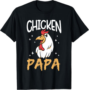 Chicken Papa Keeper Poultry Chickens Rooster Chicken Dad T-Shirt - T-Shirt | Black