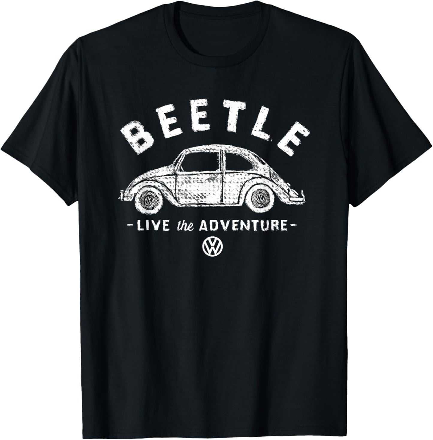 Volkswagen Beetle White Live The Adventure T-Shirt - T-Shirt | Black