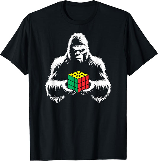 Competitive Puzzle Cube Sasquatch Bigfoot Speed Cubing T-Shirt - T-Shirt | Black