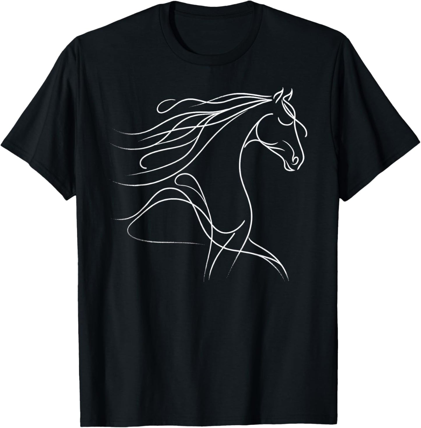 Majestic Horse Line Sketch T-Shirt - T-Shirt | Black