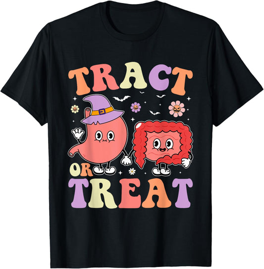 Tract Or Treat Endoscopy Nurse Halloween Cute Gastro Crew T-Shirt - T-Shirt | Black