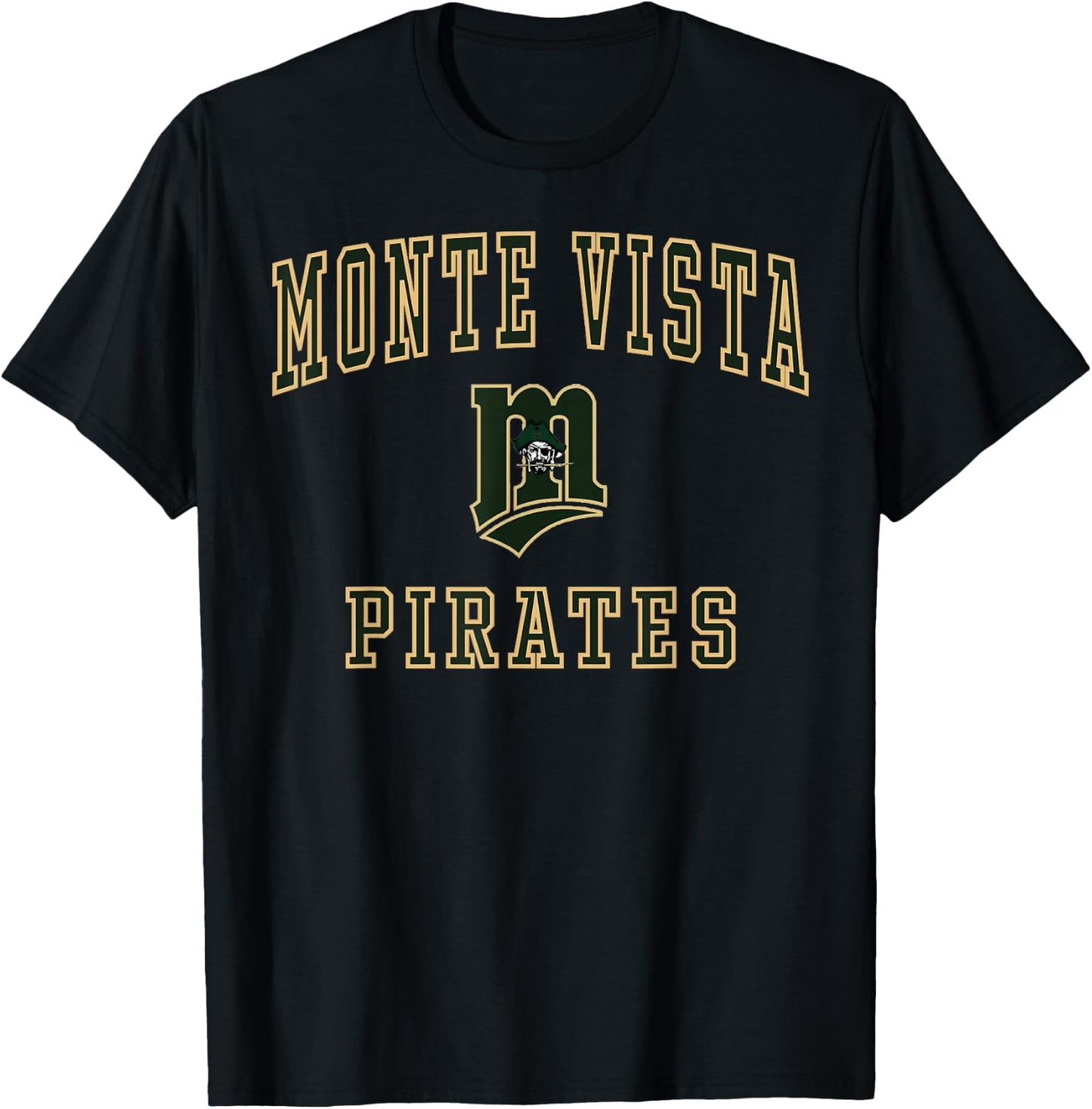 Monte Vista High School Pirates C1 T-Shirt - T-Shirt | Black