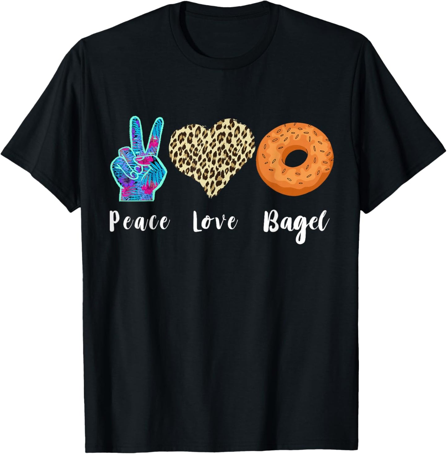 Bagel Love Peace Bagels Baker Dough Baking Bagel Lover T-Shirt - T-Shirt | Black