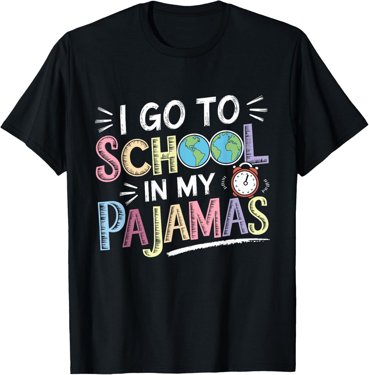 I Go to School in My Pajamas Home School and Online Virtual T-Shirt - T-Shirt | Black